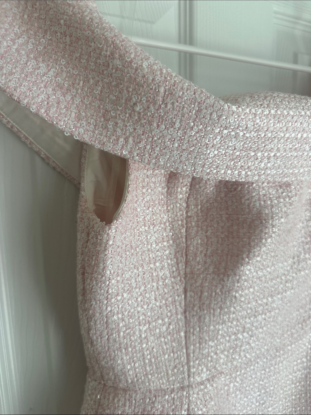 Meshki Helena Blush Off-the-Shoulder Tweed Mini Dress - Picture 3 of 6